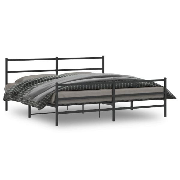 vidaXL Bettgestell mit Kopf- und Fußteil Metall Schwarz 180x200 cm, 355387