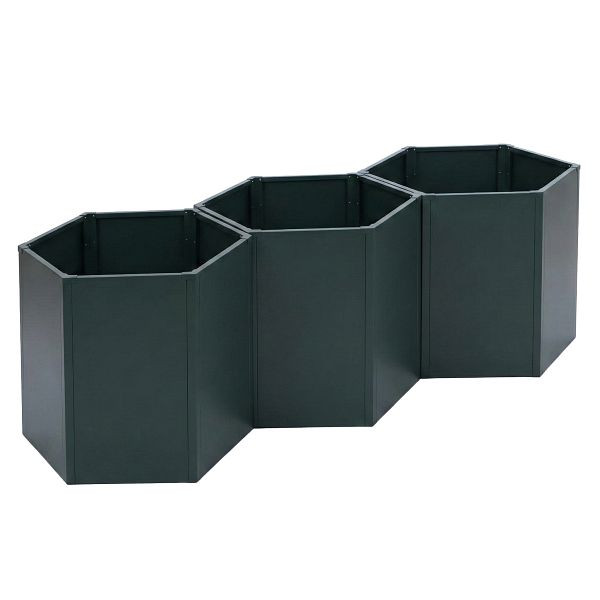 Mendler 3er-Set Hochbeet HWC-P64, Metallhochbeet Gemüse-/Pflanzbeet Blumenkasten Pflanzkübel Stahl 77x264x100cm, grün, 3x119459