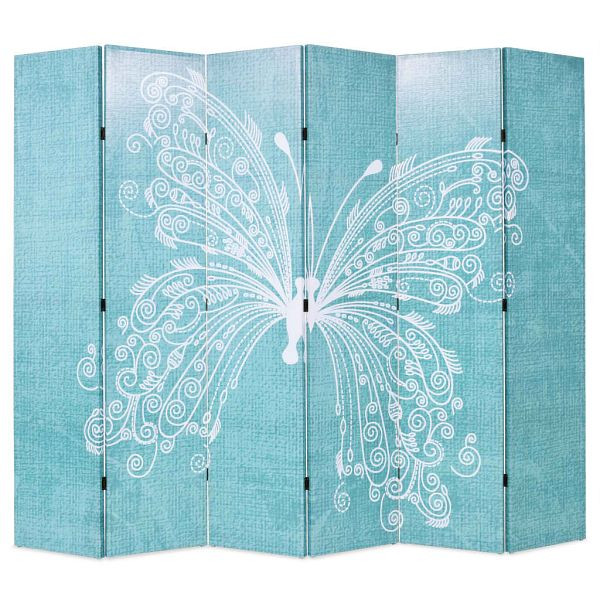 vidaXL Raumteiler klappbar 228 x 170 cm Schmetterling Blau, 245888