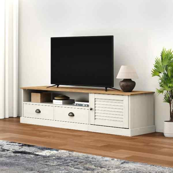 vidaXL TV-Schrank VIGO Weiß 156x40x40 cm Massivholz Kiefer, 353173