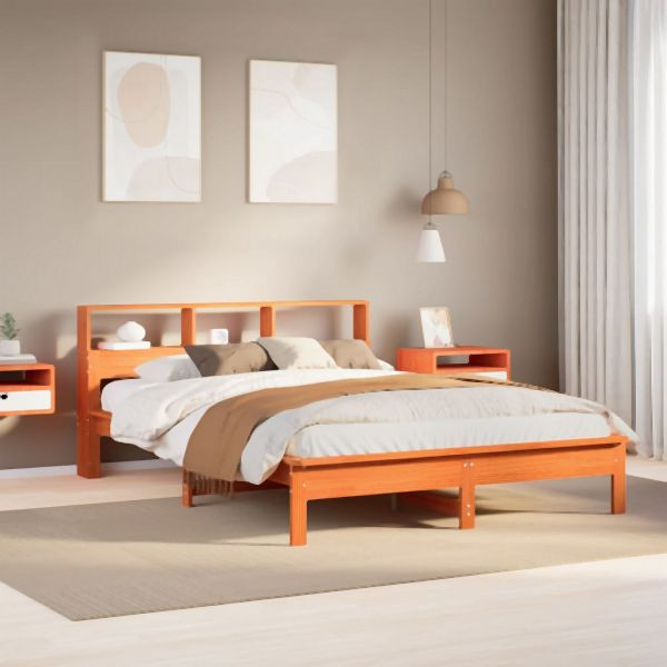 vidaXL Massivholzbett ohne Matratze Wachsbraun 160x200 Kiefernholz, 3309733
