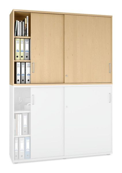 Deskin Schiebetüren-Aufsatzschrank MULTI MODUL-PRO, Buchedekor, B 1600 x H 1110 x T 420 mm, 352286