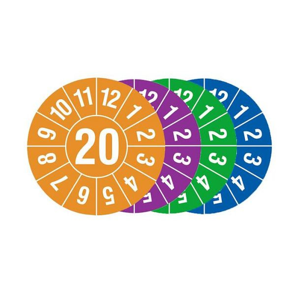 Stein HGS Prüfplaketten mit Jahresfarbe (1 Jahr), Ø 20 mm / 500er-Rolle, Jahreszahl 2-stellig, 2023 / blau, 31.3663-23