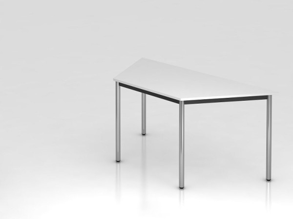 Hammerbacher Trapeztisch Rundfuß 160x69cm Weiß/Chrom, Trapezform, VDRTR/W/C