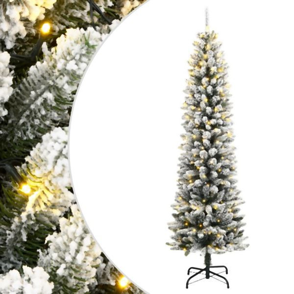 vidaXL Künstlicher Weihnachtsbaum mit Schnee 150 LEDs 150 cm, 3315769