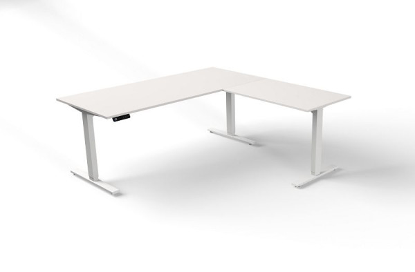 Kerkmann Sitz-/Stehtisch B 1800 x T 800 mm mit Anbauelement, elektrisch höhenverstellbar von 720-1200 mm, Move 3, Farbe: Weiß, (Montage), 10382010-1
