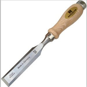 MHG Stechbeitel-Premium mit Rundheft Esche geölt, Seitenfase bis Spiegelseite, Klinge feinstgeschliffen, Größe: 40 mm, P7000.40