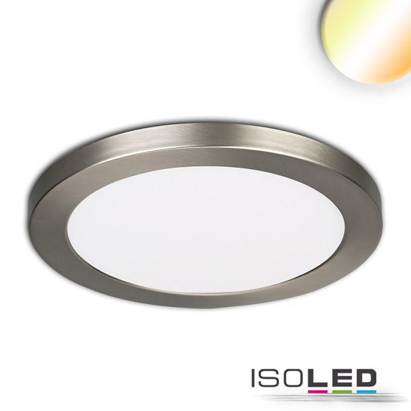 ISOLED LED Aufbau/Einbauleuchte Slim Flex, 18W, nickel gebürstet, ColorSwitch 3000/3500/4000K, 114027