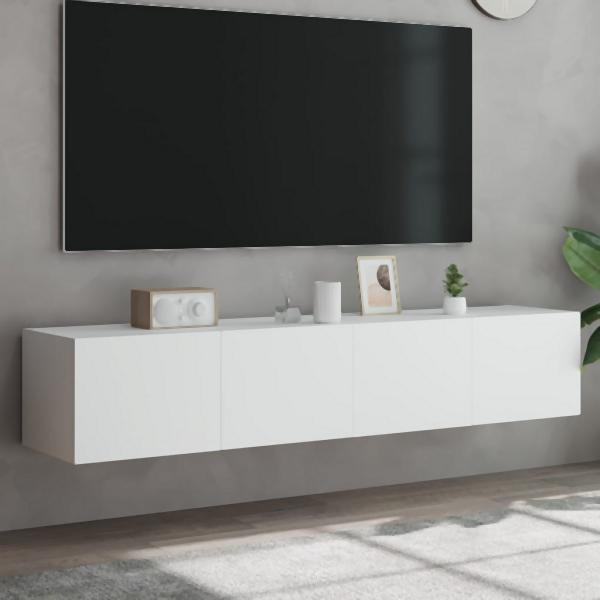 vidaXL TV-Wandschränke mit LED-Leuchten 2 Stück Weiß 80x35x31 cm, 837282