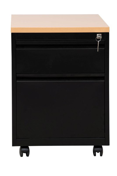Gürkan Container, 79 x 46 x 62 cm, Schwarz, Buche, 1 Schublade + 1 Hängeschub, MPG/2.5346.8, 100514