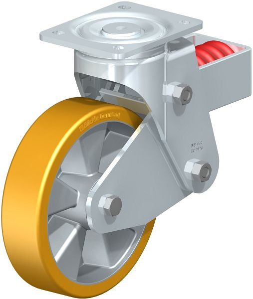 Blickle LHF-ALTH 200K Stahlblech-Lenkrolle, Schwerlast-Ausführung, mit Stahlfeder, Blickle Extrathane®, Hellbraun, 456442