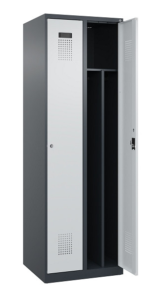 C+P Spind Evolo PLUS, 2 Abteile, 1850x600x500mm, 7016/7035, Verschluss Zylinderschloss, 049000-20F S10044