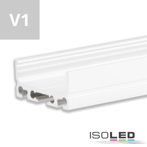 ISOLED LED Aufbauprofil SURF24 FLAT V1 Aluminium pulverbeschichtet weiß RAL 9010, 200cm, 113182