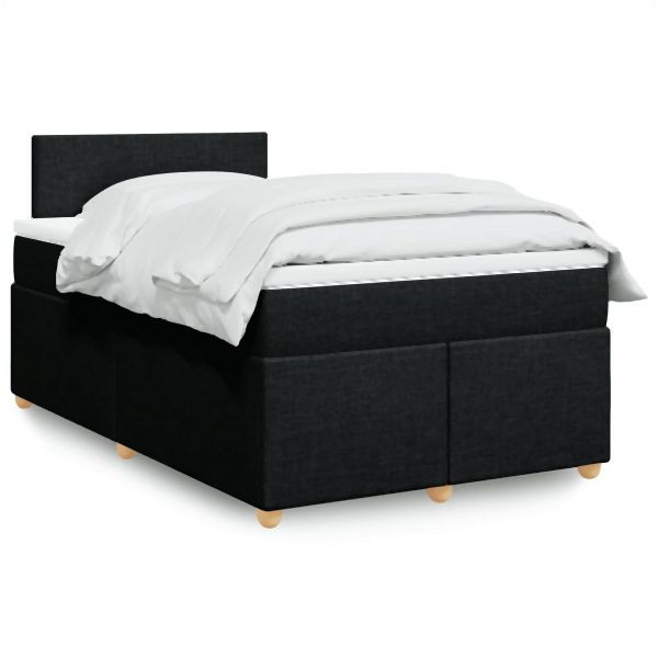 vidaXL Boxspringbett mit Matratze Schwarz 120x200 cm Stoff, 3286642