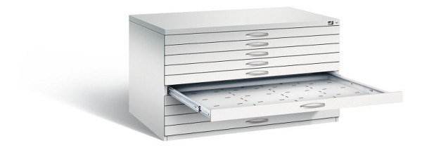 C+P Flachablageschrank Serie 7100_7200, H760xB1350xT960mm, Farbe: Lichtgrau, Bügelgriff, 7201-000 S10183