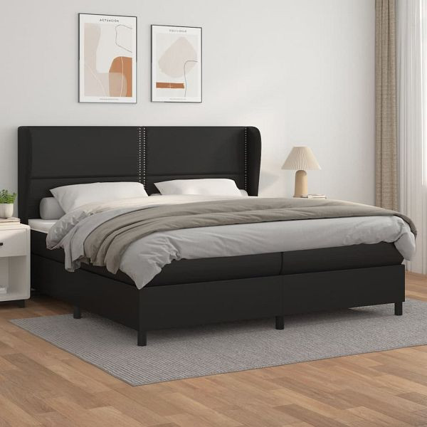 vidaXL Boxspringbett mit Matratze Schwarz 200x200 cm Kunstleder, 3128991