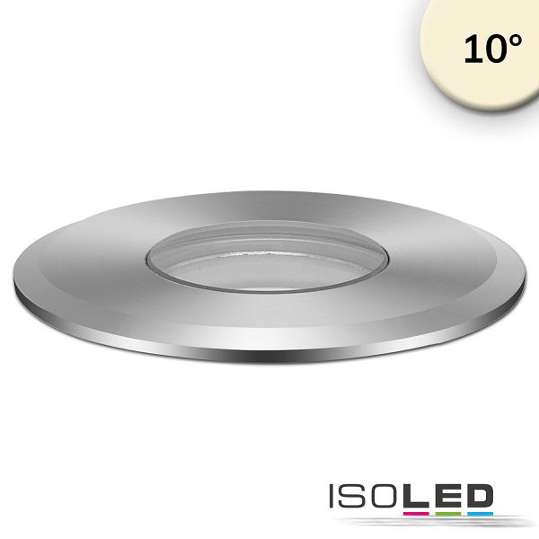 ISOLED LED Bodeneinbaustrahler, rund 55mm, Edelstahl, 12-24V, IP67, 3W, 10°, warmweiß, 115669