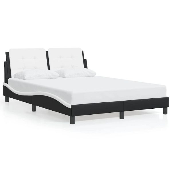 vidaXL Bettgestell mit Kopfteil Schwarz und Weiß 140x200 cm Kunstleder, 3208189