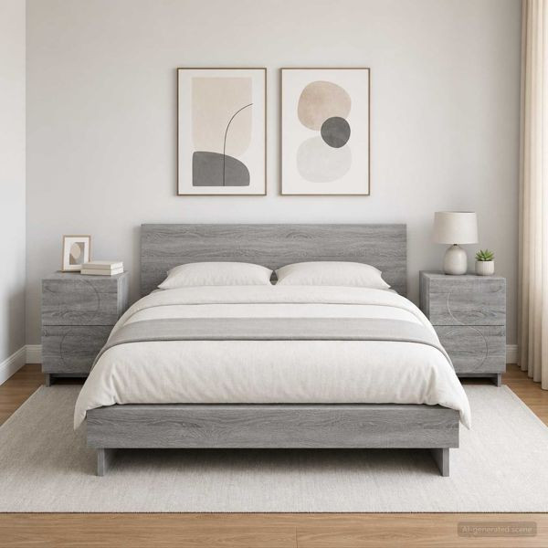 vidaXL Nachttisch 2 stk. Sonoma-Grau 33,5 x 34,5 x 50 cm Holzwerkstoff, 8011400