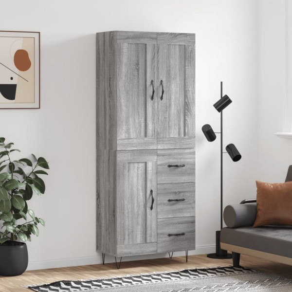 vidaXL Highboard Grau Sonoma 69,5x34x180 cm Holzwerkstoff, 3200039