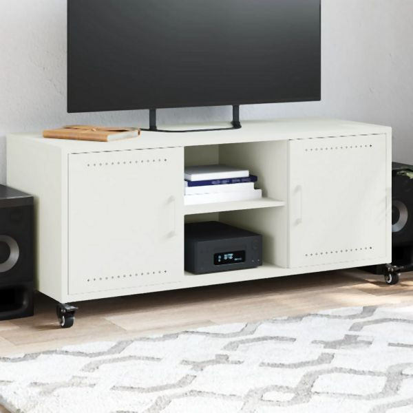vidaXL TV-Schrank Weiß 100,5x39x43,5 cm Stahl, schlicht, 846667