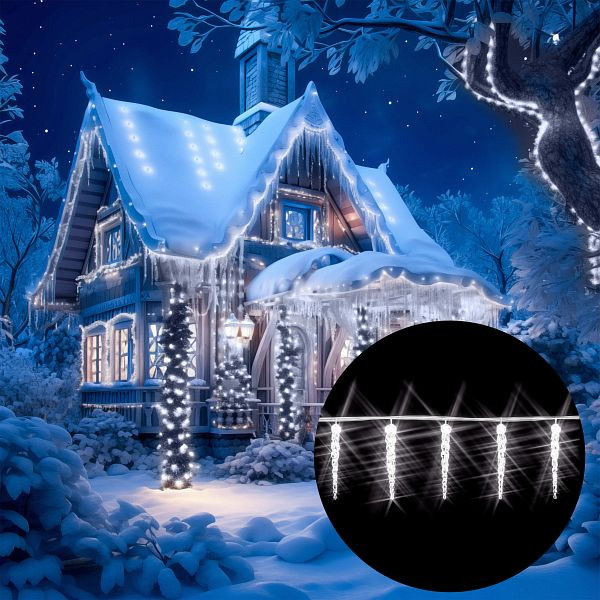 monzana Lichterkette Weihnachten Eiszapfen Warmweiß 13m, 101790