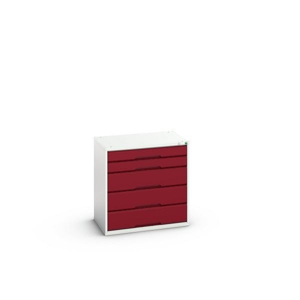 bott verso Schubladenschrank, mit 5 Schublade, BxTxH: 800 x 550 x 800 mm, Lichtgrau / Purpurrot, 16925112.24