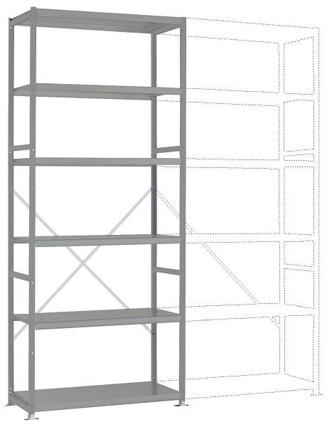 Manuflex Fachboden-Steckregal Color Grundregal mit 6 Stahlböden, HxBxT = 2500 x 1030 x 300 mm, alusilber, RP1251.9006