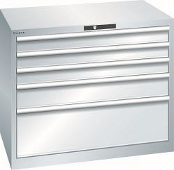 LISTA Schubladenschrank 54x36E (BxTxH) 1023x725x850mm KEY Lock, Lichtgrau, 5 Schubladen, Traglast Schubladen 200 kg, 78.798.020