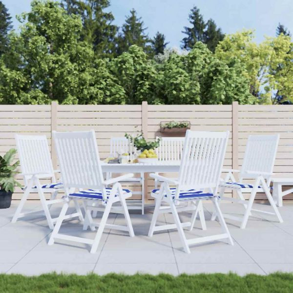 vidaXL Gartenstuhl-Kissen 6 Stück Blau & Weiß Gestreift 50x50x4cm Stoff, 361079