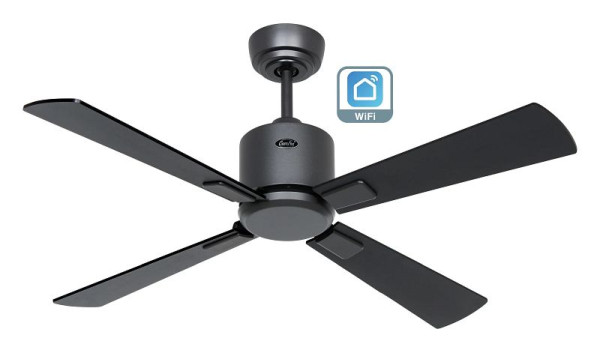 CasaFan Deckenventilator Eco Neo III 103 Lack basaltgrau-Massivholz Lack schwarz/Teak WiFi, 952101W
