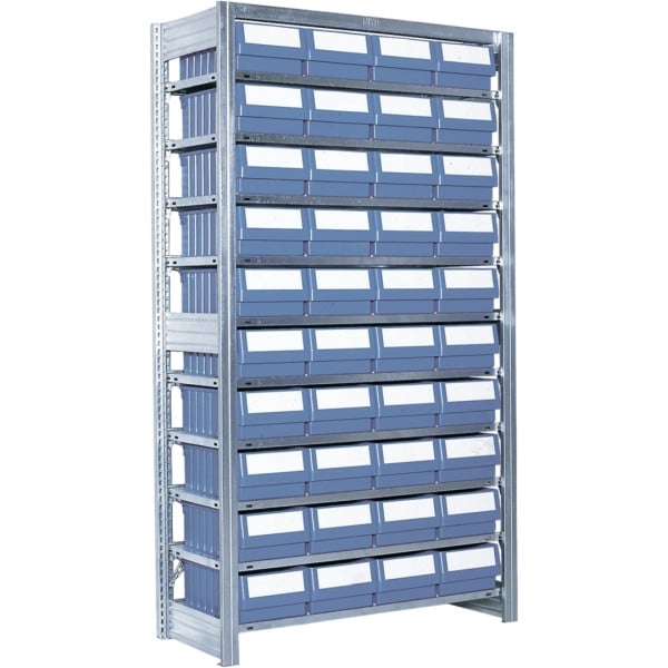 BITO Behälterregal mit 40RK 1849x1058x324 Grundfeld verzinkt lose FP, 53017