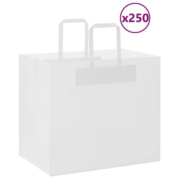 vidaXL Papiertragetaschen 250 Stk. mit Henkeln Weiß 32x22x28 cm, 4101848
