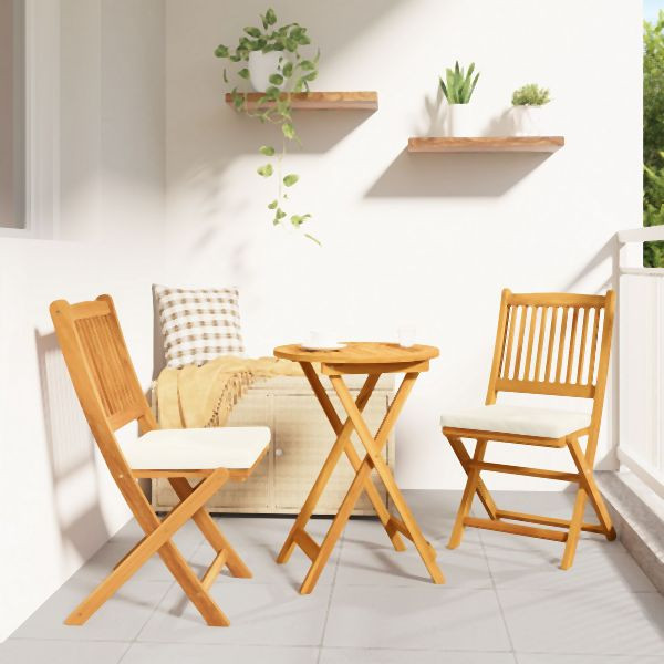 vidaXL 3-teiliges Garten Bistro Set aus solidem Akazienholz, 42000948