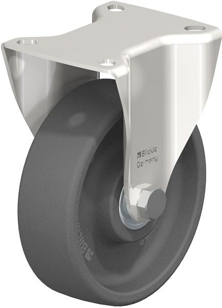 Blickle BKX-POHI 125HXK-1 Hitzebeständige Edelstahl-Bockrolle mit Anschraubplatte, Polyamid, Grau, 754128