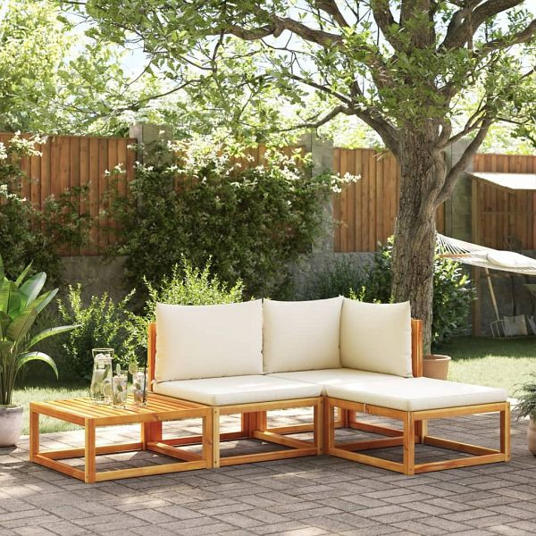 vidaXL 4-teilig Garten-Sofagarnitur mit Kissen Massivholz Akazie, 3278847