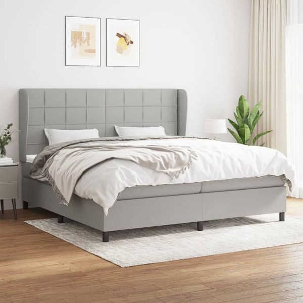 vidaXL Boxspringbett mit Matratze Hellgrau 200x200 cm Stoff, 3127989