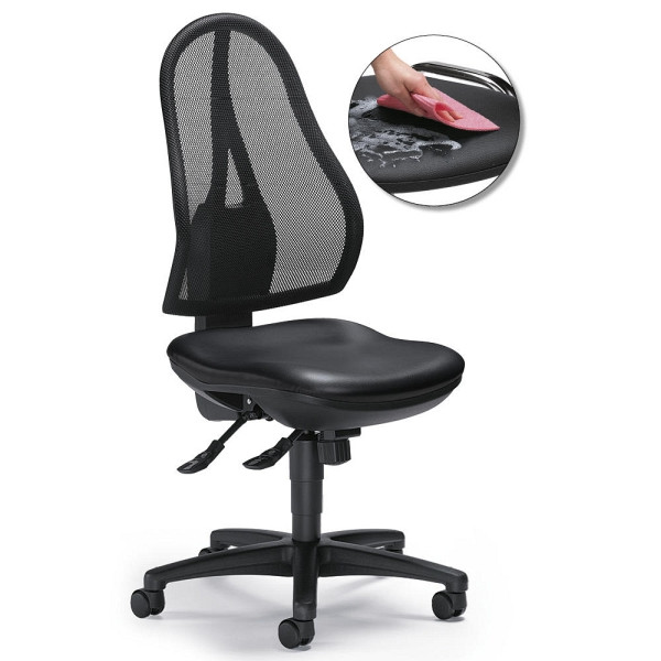 Deskin Bürodrehstuhl COMFORT NET SOFTEX ohne Armlehnen, Schwarz/Schwarz, 480 x 480 x 1150 mm, 258321