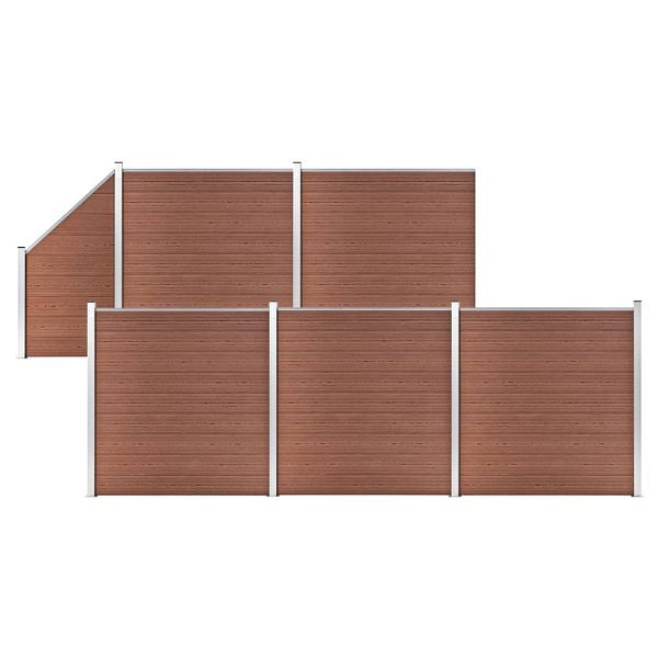 vidaXL WPC Zaun-Set 5 Quadrate + 1 Schräge 965x186 cm Braun, 3053219