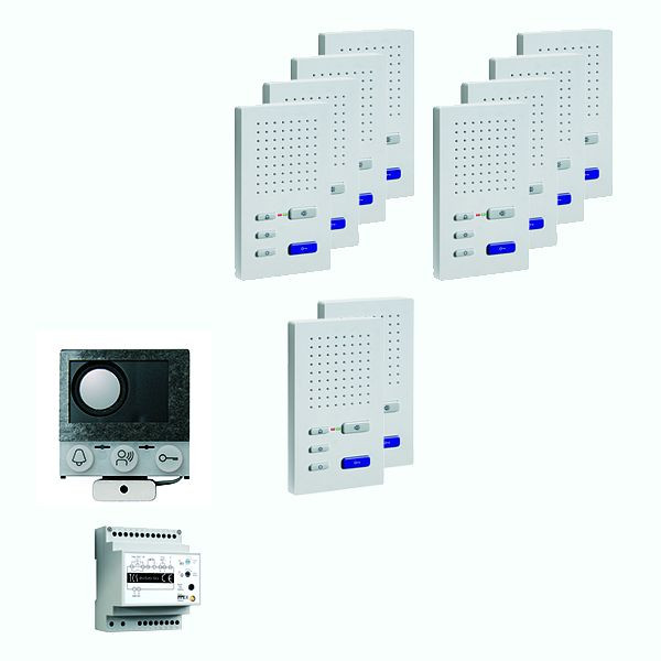 TCS audio:pack Einbau für 10 Wohneinheiten, mit Einbaulautsprecher ASI12000 + 10x Freisprecher ISW3030 + Steuergerät BVS20, PAIF100/004