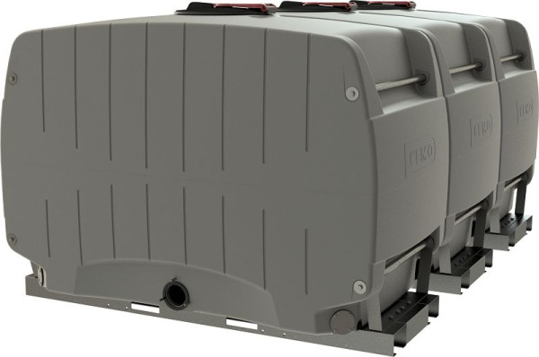 Cemo Modulfass 6000 l grau mit Grundrahmen Verkettung 3 x 2000 l-Modul, 12147