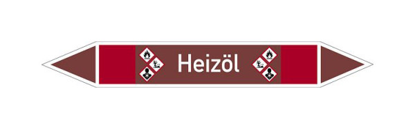 Schilder Klar Rohrleitungskennzeichen Heizöl, 100x15 mm Folie selbstklebend, 101642/30