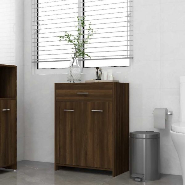 vidaXL Badezimmerschrank Braun Eichen-Optik 60x33x80 cm Holzwerkstoff, 815665