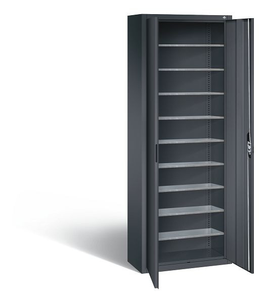 C+P Magazinschrank Serie 13, H1980xB700xT300mm, Farbe: Schwarzgrau, Muldengriff, 133113-20 S10076