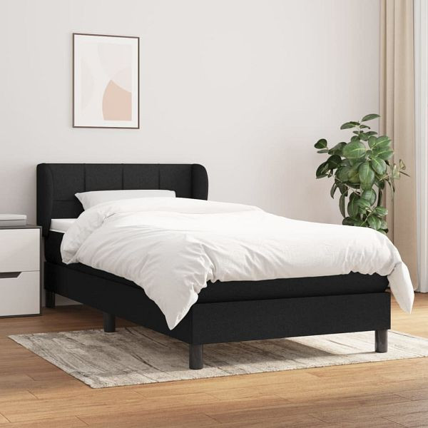 vidaXL Boxspringbett mit Matratze Schwarz 100x200 cm Stoff, 3126223