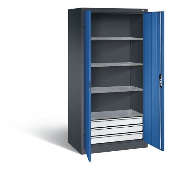 C+P Werkzeugschrank Acurado, H1950xB930xT600mm, Farbe: Schwarzgrau / Enzianblau, Muldengriff, 8922-503 S10121
