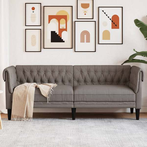 vidaXL Chesterfield-Sofa 3-Sitzer Taupe Stoff, Polyester, 372561