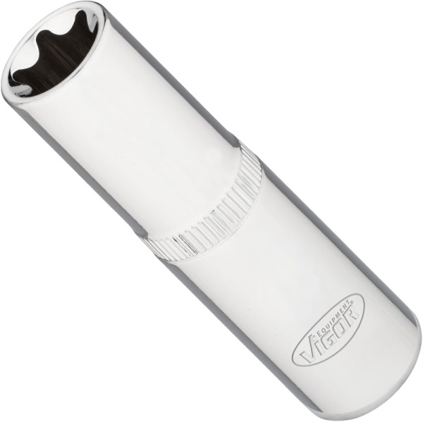 VIGOR T Steckschlüsseleinsatz, lang, 1/2 Zoll (12,5 mm) Vierkant, E Profil, SW E18, V7014-18