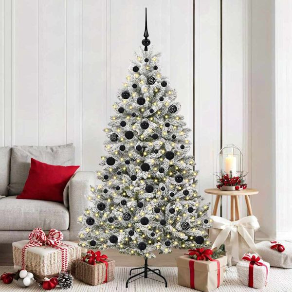 vidaXL Künstlicher Weihnachtsbaum Grün und Weiß 180 cm PVC und Metall, 3395749