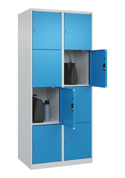 C+P Schließfachschrank Evolo PLUS, 8 Fächer, 1850x800x500mm, 7035/5012, 049000-224 S10007